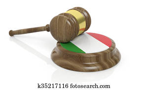 Italian flag and court hammer Italian flag and court hammer