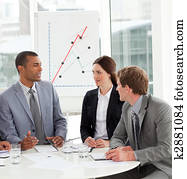 manager, und, seine, team, besprechen, a, neu, strategie