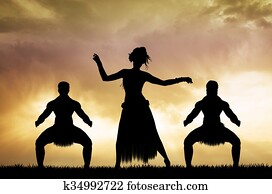 Maori dance at sunset Maori dance at sunset
