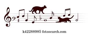Musical notes with cats. Musical notes with cats.