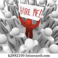 Person Holding Hire Me Sign in Crowd Person Holding Hire Me Sign in Crowd