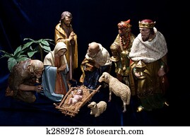 porzellanfigur, geburt, weihnachten, szenen