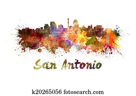 San Antonio skyline in watercolor San Antonio skyline in watercolor