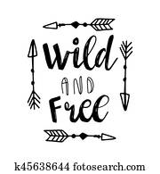 Boho, estilo, lettering, citação