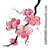 chinese painting of sakura chinese painting of sakura