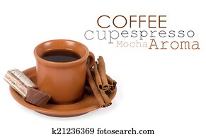 Closeup shot of freshly prepared cup of italian espresso with ci