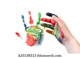 Hand makes an imprint