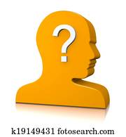 Man Head Profile with Question Mark