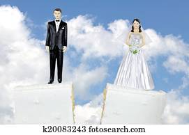 novia y novio, divorcio, pastel
