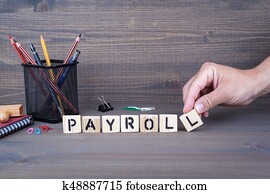 payroll., bois, lettres, sur, fond foncé