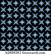 retro, blanco y azul, seamless, patrón, en, fondo negro