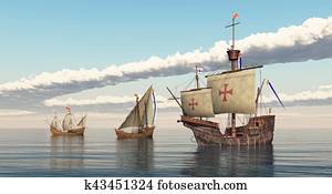 Santa Maria, Nina and Pinta of Christopher Columbus