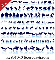 set of animal silhouettes set of animal silhouettes