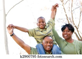 afrikansk amerikansk familie, i parken