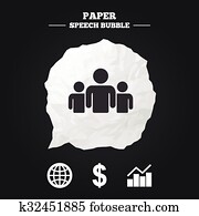 Business signs. Graph chart and globe icons.