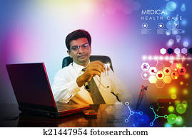 Doctor with stethoscope and laptop