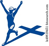Female Marathon Runner Cross Shadow Female Marathon Runner Cross Shadow