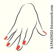 Female Palm with Red Manicure Female Palm with Red Manicure