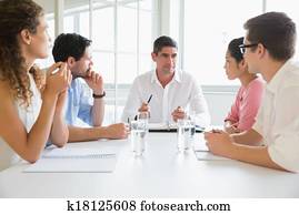 geschäftsmenschen, besprechen, in, konferenz treffen