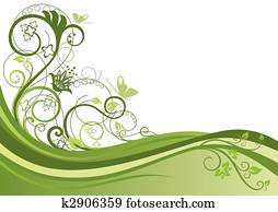 grün, blumenrahmen, design, 1 grün, blumenrahmen, design, 1