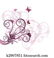 Purple floral design corner element