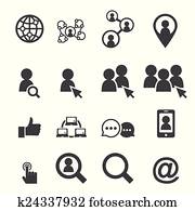 social, red, icono