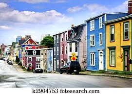 צבעוני, בתים, ב, רחוב., john's