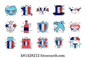 bundle of bastille day icons bundle of bastille day icons