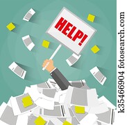 businessman in pile of office papers