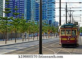 melbourne, cidade, círculo, bonde