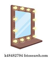 Mirror in the make-up room. Making movie single icon in cartoon style bitmap, rastr symbol stock illustration web. Mirror in the make-up room. Making movie single icon in cartoon style bitmap, rastr symbol stock illustration web.