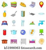 Pub icons set, cartoon style Pub icons set, cartoon style