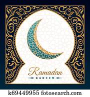 ramadan, kareem, איסלמי, דש, card., מזרחי, עצב, קו, מסגד, עם, ערבי, תבנית