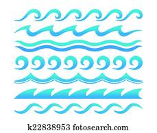 Water waves design elements vector 