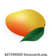 Whole mango icon, cartoon style Whole mango icon, cartoon style