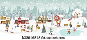 wochenende, stadt, (Winter) wochenende, stadt, (Winter)