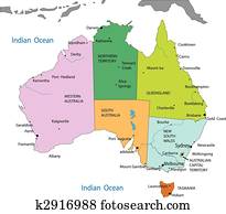 פוליטי, מפה, של, אוסטרליה