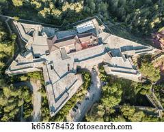 Aerial view of Saint Philip Fortress in Setubal, Portugal