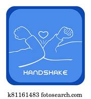 Fun Elbow Bump Handshake, Quarantine, Social Distance, New Hi, Hello - Modern illustration