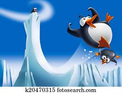 Funny penguins on ice slide Funny penguins on ice slide