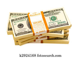 Stack of dollars isolated on the white