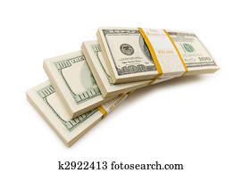Ten thousand dollar stacks on the white Ten thousand dollar stacks on the white