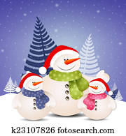 מצחיק, משפחה, של, איש שלג, ב, חג המולד