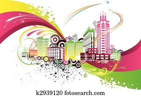 colorido, ciudad, plano de fondo