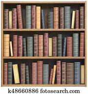 estante, com, livros velhos, isolado, branco, experiência., educação, livro biblioteca, loja, concept.