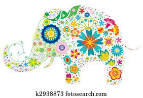 floral, elefante