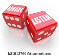 Listen Vs Ignore 2 Red Dice Words Paying Attention