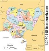 Nigeria, Administrative Districts, Capitals and Surrounding Countries