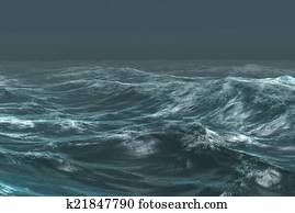Rough blue ocean under dark sky Rough blue ocean under dark sky