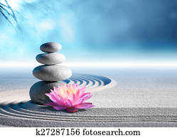 sand, lily and spa stones in garden sand, lily and spa stones in garden